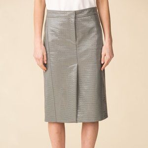 Tibi Croc Embossed Trouser Skirt - Grey